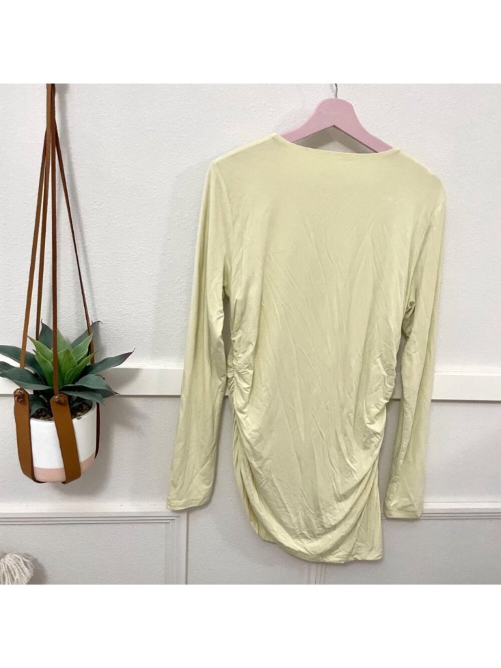 Nwt Veiled Ny Asymmetric Rouched Jersey Top Butter Yellow Size L Modest Classic — image 7 of 8